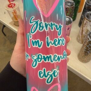 Pink and Blue Tumbler with Heart Design